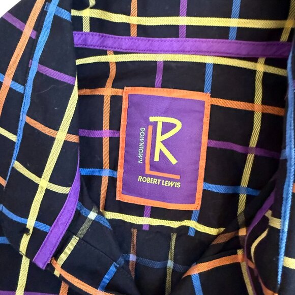 Robert Lewis Long Sleeve Downtown Check Button-Up Shirt Men's Large Multicolor - Picture 2 of 6